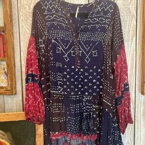 Free People Purple and White Button-Up Top